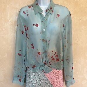 NWOT - Carol Little sheer floral blouse - sz 4